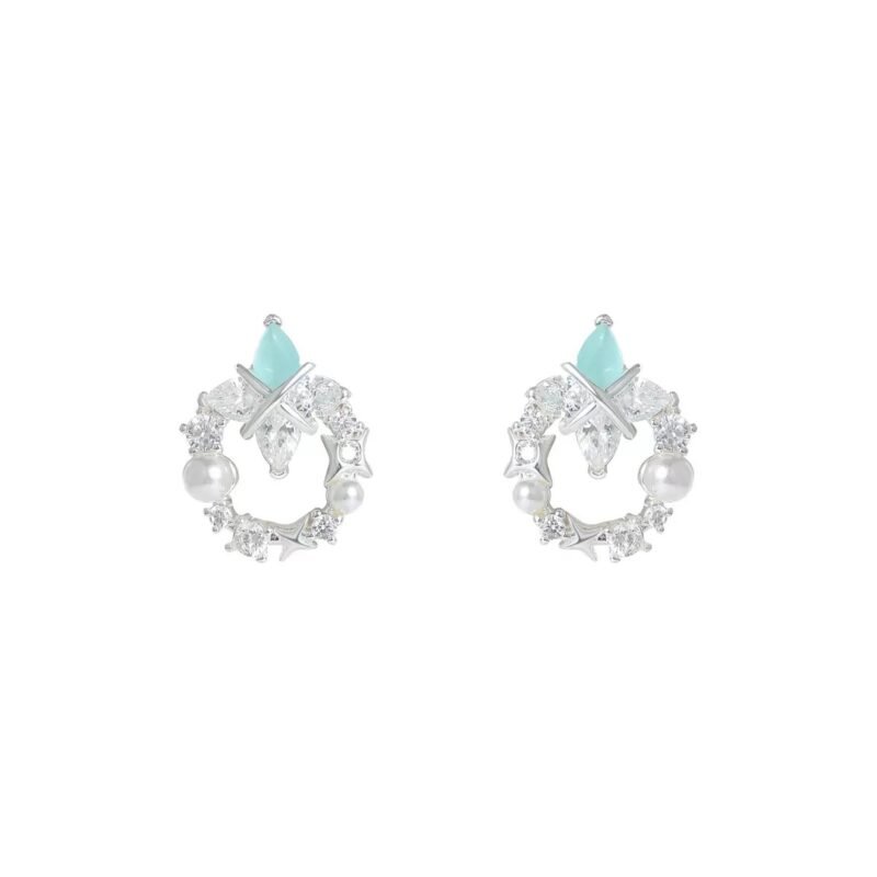 Stellar Loop Clip-On Earrings ｜Crystal Halo with Cat’s Eye Accent