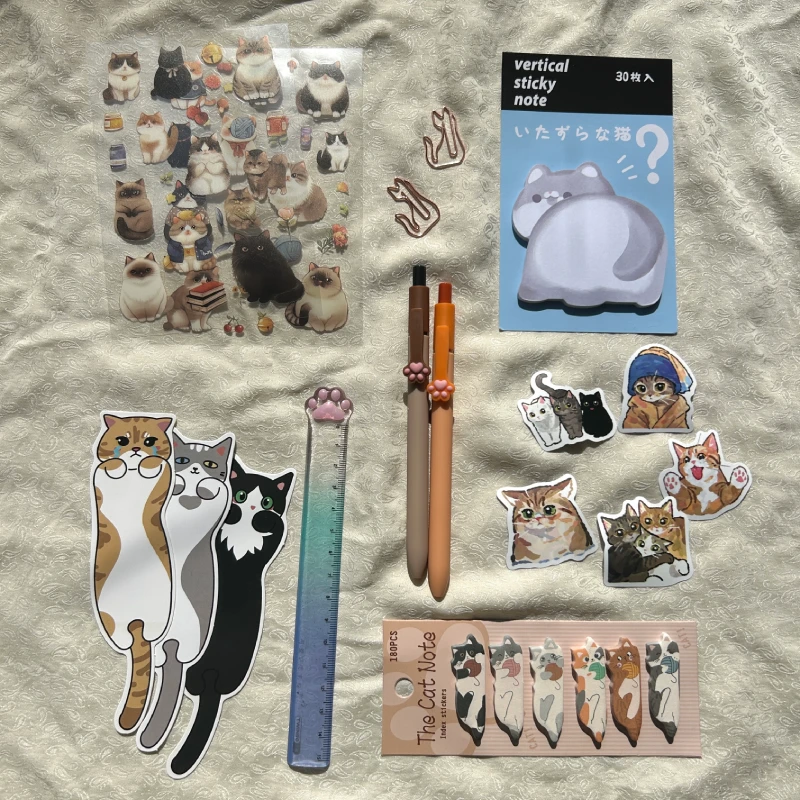 Personalised leather journal with kitty embossing, custom name gift for cat lovers